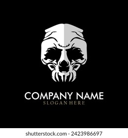 Cool logo del cráneo. Ilustración del vector de cráneo.	