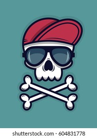 Cool skull in sunglasses and a cap