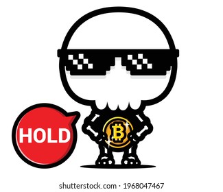 cool skull vector design hugging bitcoin