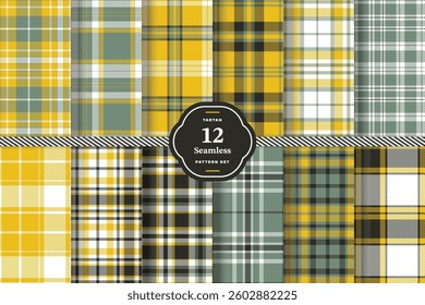 Cool Slate Seamless Tartan with Classic Tartan Red accents Fabric Design Set of 12