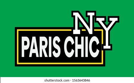 Cool slogan t-shirt design featuring a lettering that reads "Paris Chic"  Perfect for posters, mugs, cards and more!