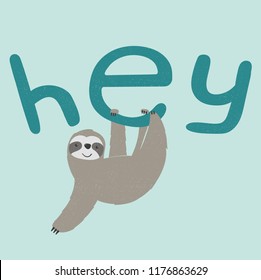 cool sloth hanging vector illustration