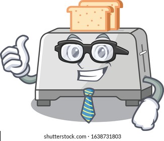 cool and smart Businessman bread toaster wearing glasses