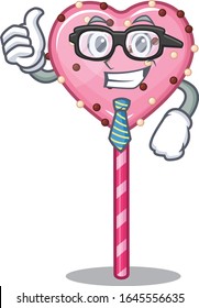cool and smart Businessman candy heart lollipop wearing glasses