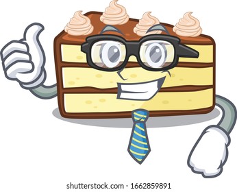 cool and smart Businessman chocolate slice cake wearing glasses