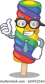 cool and smart Businessman rainbow ice cream wearing glasses