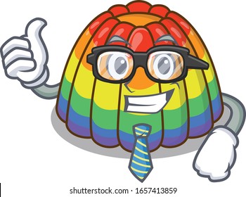 cool and smart Businessman rainbow jelly wearing glasses