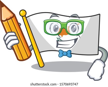 Cool smart flag cyprus Student character holding pencil