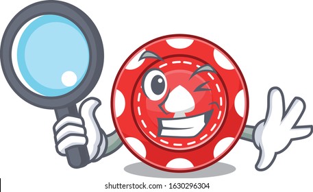 Cool and Smart gambling chips Detective cartoon mascot style