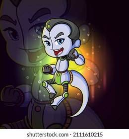 El chico genial del robot inteligente apoya el diseño de la mascota de la ilustración