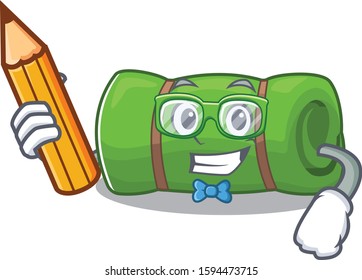 Cool smart Student camping mat Scroll character holding pencil