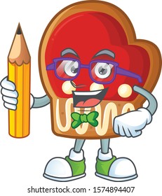 Cool smart Student  cookies character holding pencil
