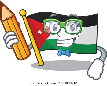 Cool smart Student flag jordan character holding pencil