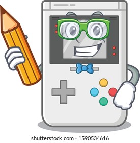 Cool smart Student handheld game Scroll character holding pencil
