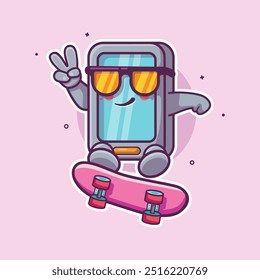 legal personagem de smartphone mascote jogando skate isolado desenho animado