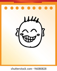 cool smile emoticon cartoon doodle vector