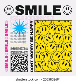 Cool Smile Modern Illustration Vector Design. Abstract happy emoticon artwork for print.
