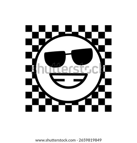Cool Smiley Face with Sunglasses on Checkered Background
