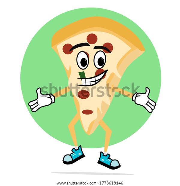 Cool Smiley Pizza Cartoon Mascot Vector Stock Vector Royalty Free