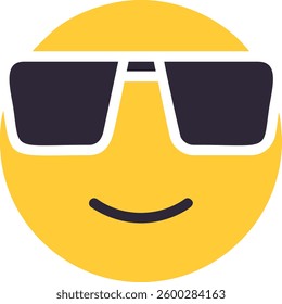 Cool Smiling Face with Sunglass Transparent Vector Emoji.