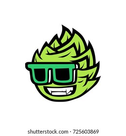 cool smiling hop brewing mascot with sunglasses vector illustration logo icon