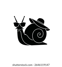 Cool snail wearing sunglasses and a hat.