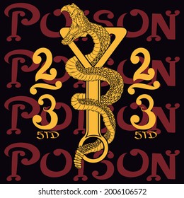 cool snake design with mechanic key in motorcycle style black background