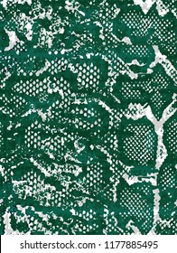 Cool Snake Green In Petrol Green, Blue Color In Vector Design. Seamless Animal Skin Pattern 