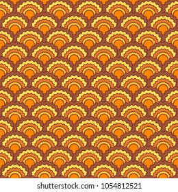 Cool snake skin scales squama background, vector seamless fabric pattern, tiled textile print. Traditional japanese squama scales seamless arc tiles surface. Siren skin pattern.