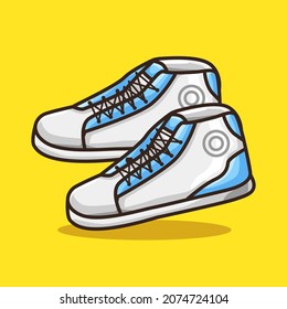 Cool Sneaker Shoes for City Walk in Colourful Cartoon Line Art Illustration