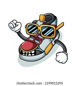 Cool Sneakers Glasses Cartoon Illustration