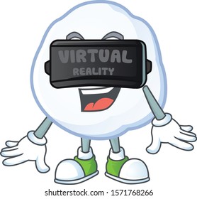 cool snowball character in Virtual reality headset