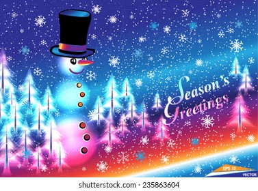 Cool Snowman Colorful Greeting