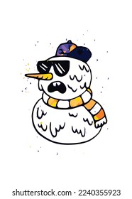 Cool Snowman Illustración Diseño Creativo 