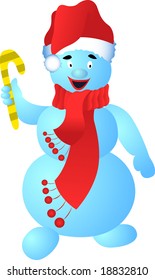 Cool snowman with a magic wand