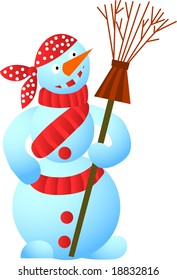 Cool snowman - pirate with a whisk