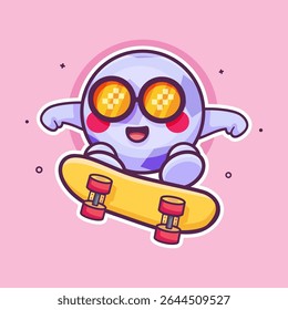 cool soccer ball character mascot playing skateboard isolated cartoon