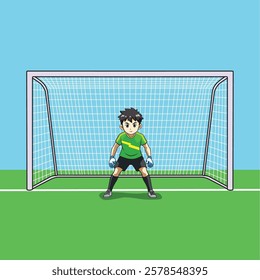 cool soccer goal keeper cartoon illustration