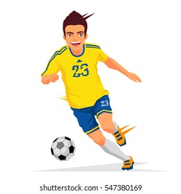 Cool Soccer Player Yellow Shirt Vector Stock Vector (Royalty Free ...