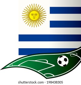 cool soccer with uruguay flag