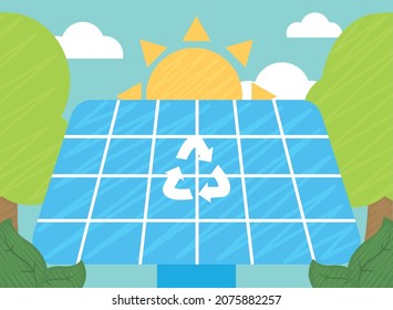afiche de panel solar fresco con artículos