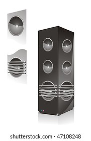 Cool sound system. , vector editable illustration isolated. on white		 		 		 		