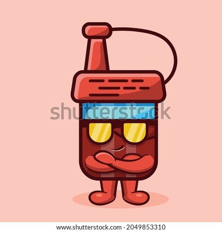 cool soy sauce bottle mascot isolated cartoon in flat style