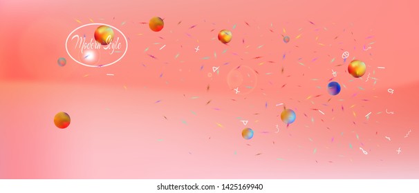 Cool space and signs confetti. Background color. Colorful colorific illustration. A Ultra Wide themed background illustration. Colorful recent abstraction. Coral main color.