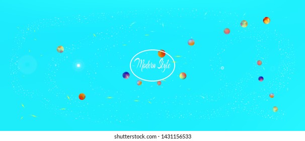 Cool space and signs confetti. Background light. Colorful colorific illustration. Great - new Ultra Wide backgrounds. Colorful clean abstraction. Azure main theme.