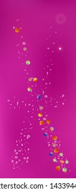 Cool space and signs confetti. Background modern. Colorful colorific illustration. Ultra Wide background art inspire. Colorful pure abstraction. Magenta color theme.
