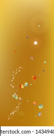 Cool space and signs confetti. Background modern. Creative colorific illustration. Light Ultra Wide portrait background. Colorful pure abstraction. Gold colored theme.