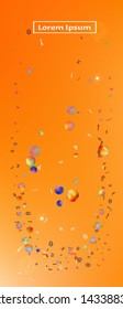 Cool space and signs confetti. Professional colorific illustration. Background mesh. Remarkable Ultra Wide universe background. Colorful breezy abstraction. Orange red theme.