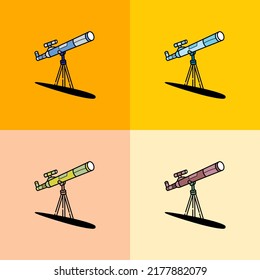 cool space telescope vector illustration material with 4 color models and backgrounds