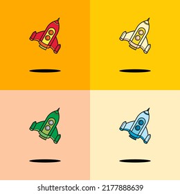 cool spaceship vector illustration material with 4 color models and backgrounds